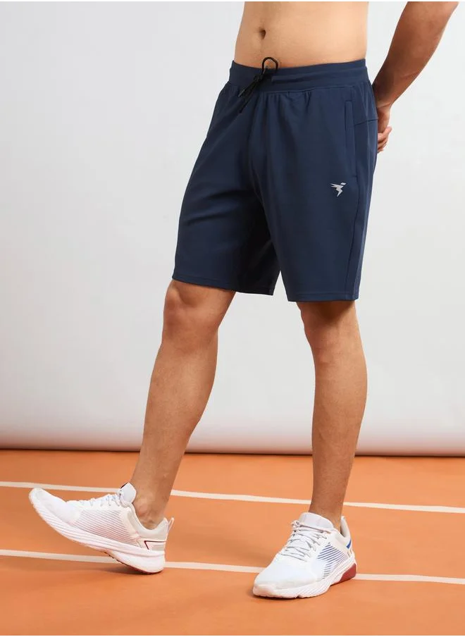 تكنوسبورت Technosport Solid Slim Fit Sports Shorts with Drawstring