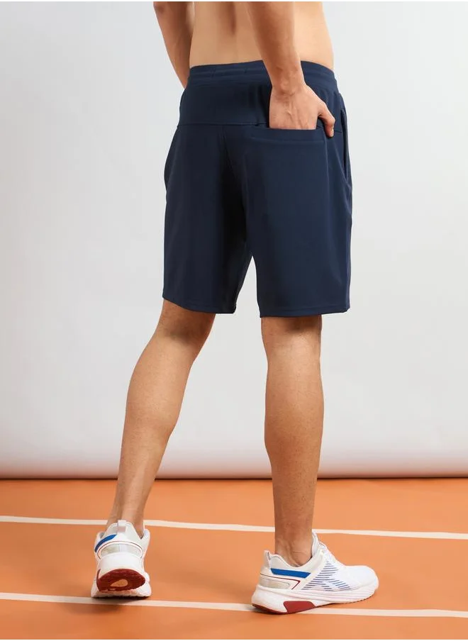 تكنوسبورت Technosport Solid Slim Fit Sports Shorts with Drawstring