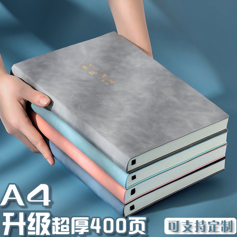 A4 Imitation Leather Business Notebook – 400 Pages Beige Daolin Paper - Image 2