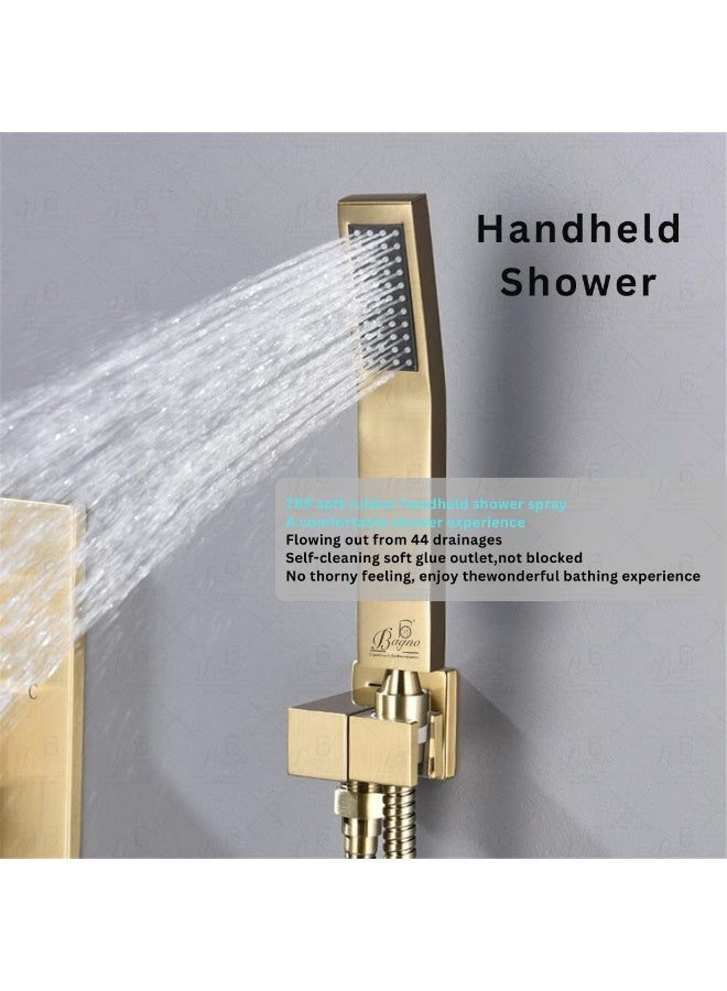 B BAGNO 9063-1MG Concealed Shower System – Wall-Mounted, Matt Gold Finish, Rain Shower & Handheld Combo, Durable Brass Body – Luxury Bathroom Fitting - Image 2