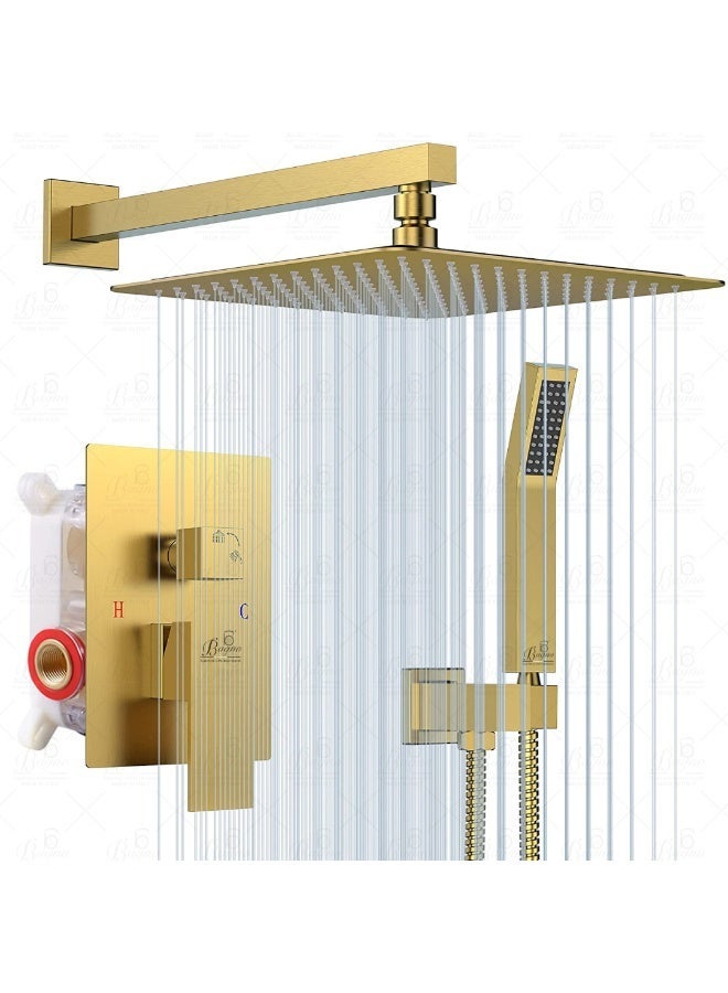 B BAGNO 9063-1MG Concealed Shower System – Wall-Mounted, Matt Gold Finish, Rain Shower & Handheld Combo, Durable Brass Body – Luxury Bathroom Fitting - Image 4