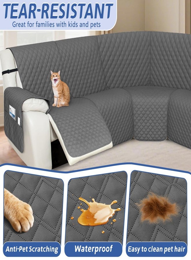 Arfntevss Recliner Sectional Couch Covers 1OO% Waterproof L Shape Sofa Cover for Reclining L Shaped Sectional Slipcover Set for Dog Washable Corner Non Slip Furniture Protector (5 Seater, Deep Grey) - Image 5