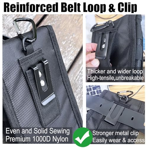 FAUDRECRO Belt Clip Tool Pouch,Tactical Utility Pouch, Heavy-Duty Nylon EDC Multitool Organizer,Cell Phone Holder, Multi-Pockets Tool Holster Sheath Bag for Electricians Handymen Work Maintenance Hiking - Image 4