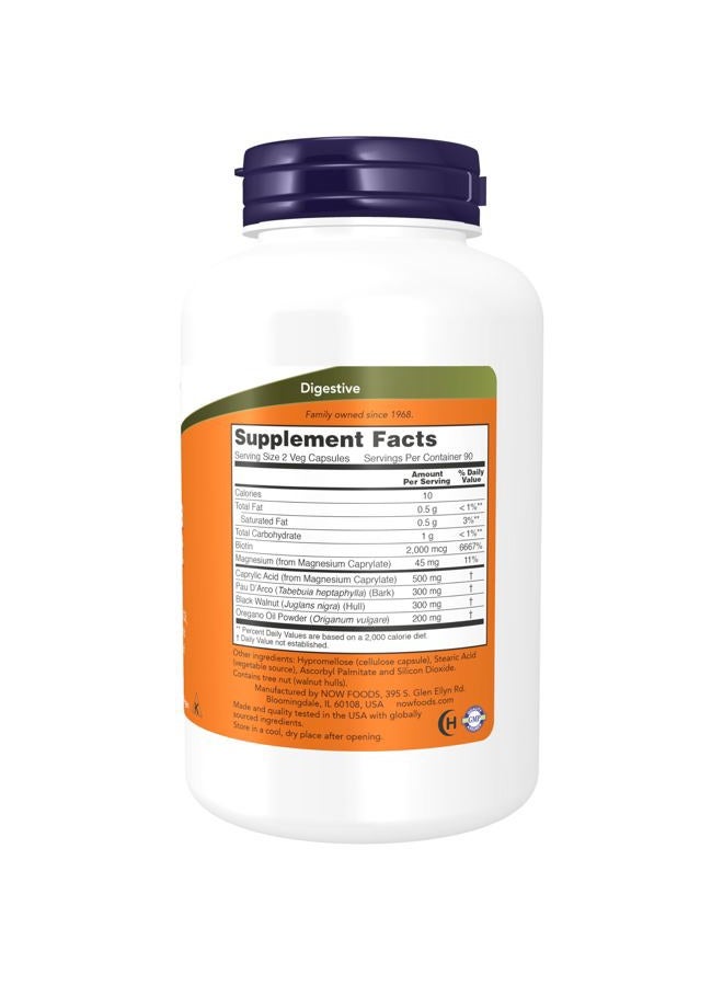 now Supplements, Candida Support with Pau D'Arco, Oregano Oil, Black Walnut & Caprylic Acid, 180 Veg Capsules - Image 2