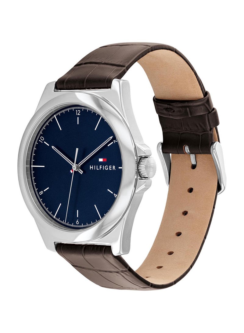 TOMMY HILFIGER Men's Analog Round Shape Leather Wrist Watch 1710549 - 42 Mm  - Image 1