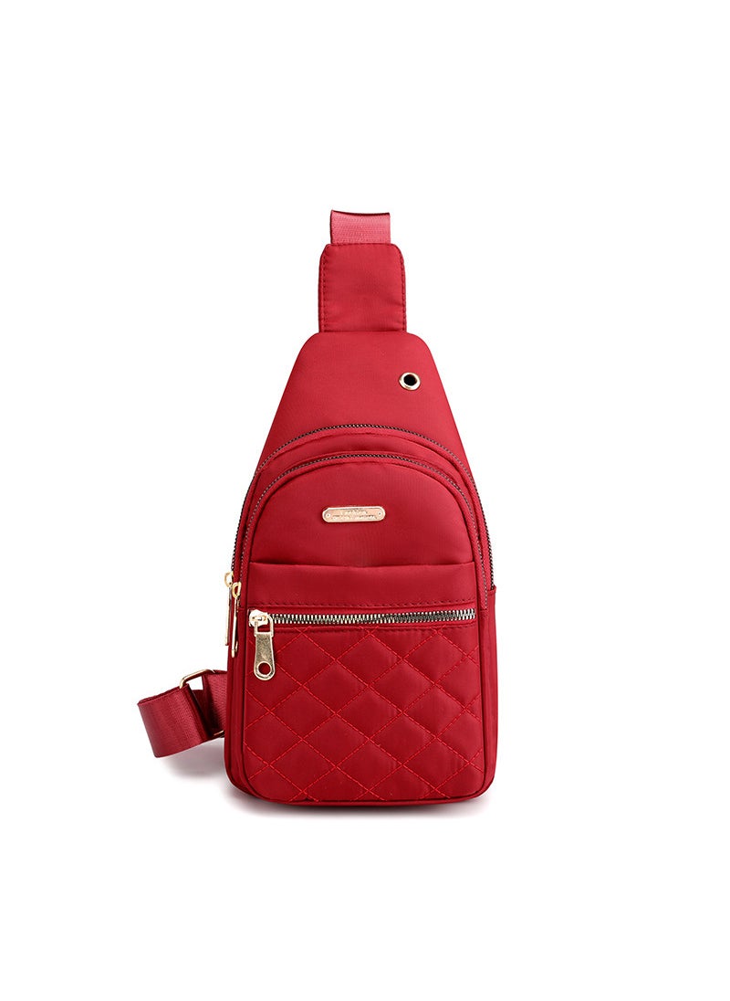 Generic - Womens chest bag new casual fashion all-match nylon cloth bag lightweight messenger bag womens backpack small shoulder front bag fashionStyle 2 red Style 2 red - Image 1
