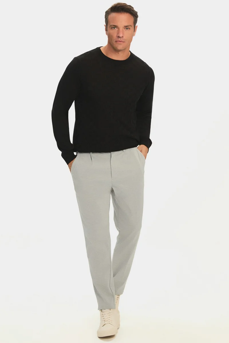 جون Men's Regular Fit Crew Neck Patterned Knitwear Sweater