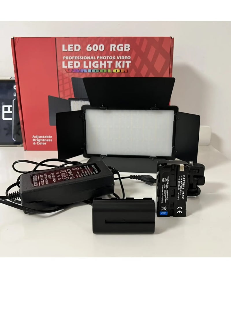 JAJEEK - Professional Photo & Video LED 600 RGB Light Kit with Battery – Adjustable Color Temperature, Multi-Color Effects, Compact and Portable Lighting Solution for Photography, Vlogging, and Content Creation - Image 1