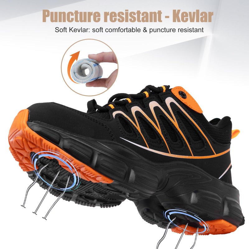 Hogent Steel Toe Shoes for Women Men Wide Non Slip Composite Work Sneakers Indestructible Comfortable Safety Tennis Shoes Lightweight Breathable Construction Sneakers Puncture Proof Ergonomic Design - Image 5