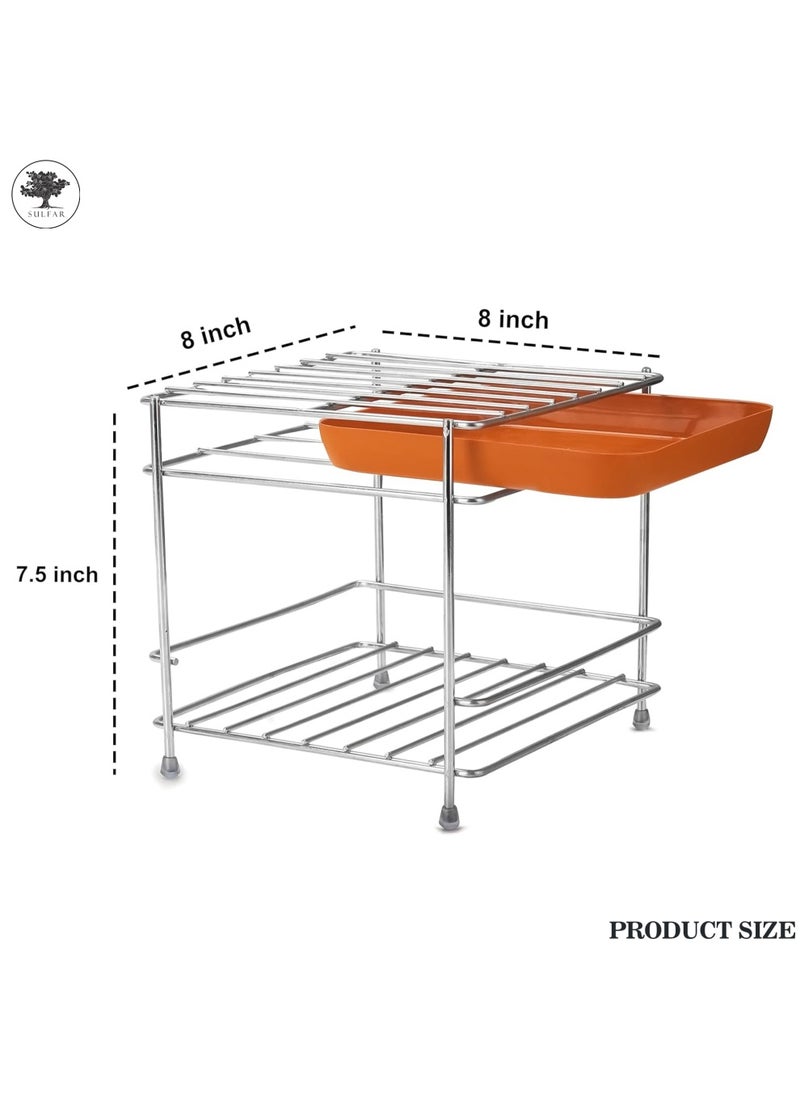 sulfar Stainless Steel Countertop Round Surface Water Pot Standing Shelf for Kitchen Matka Stand Pot Stand for Water Pot Matka Stand (Silver) Pack of 1  - Image 2