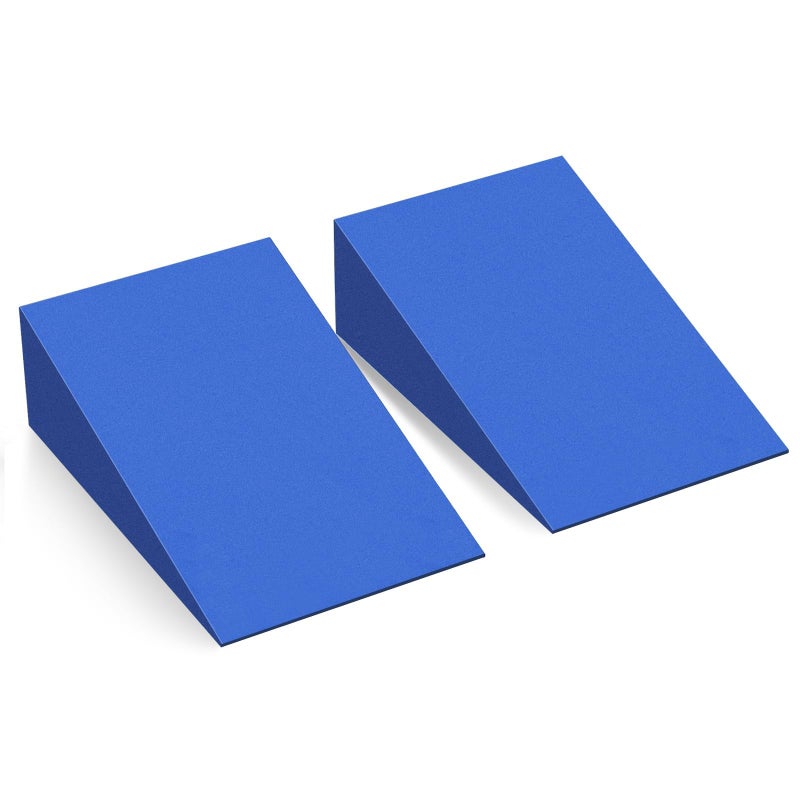 Inlisy Hard Foam Wedge Slant Board, 2-pcs Update Calf Stretcher, Squat Wedges for Yoga, Foot Rehabilitation and Stretching, and Physical Therapy, Blue - Image 1