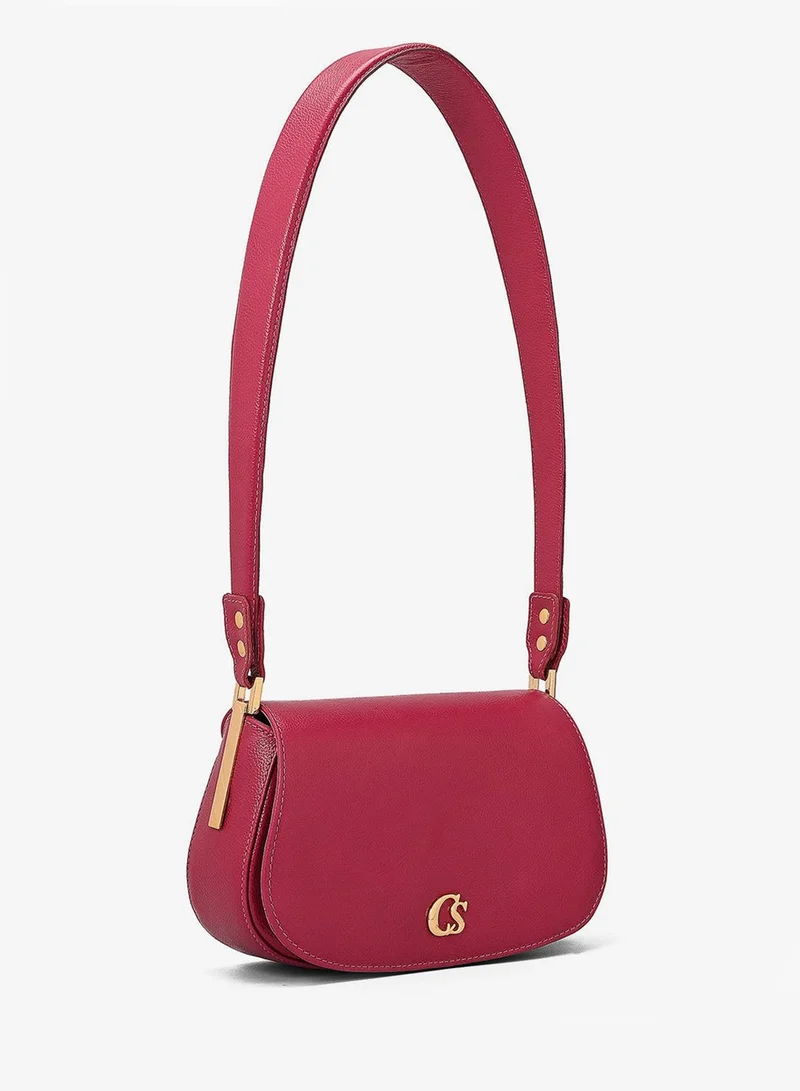 Carmen Steffens Fuchsia Pink Shoulder Saddle Bag
