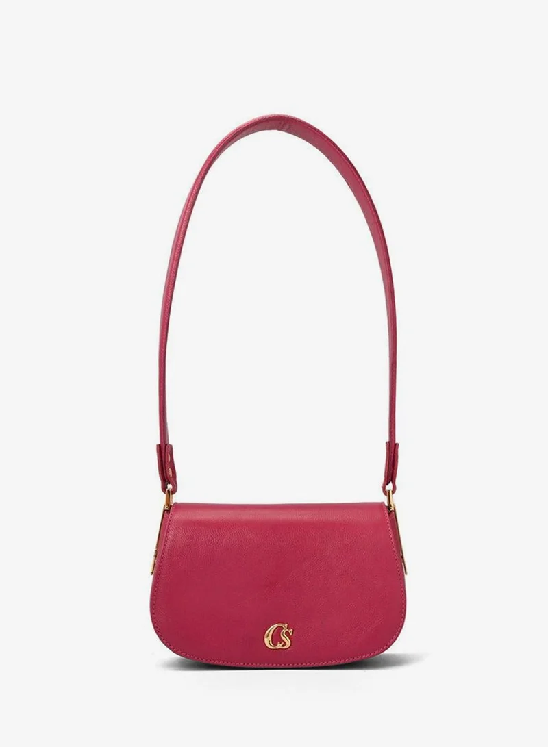 Carmen Steffens Fuchsia Pink Shoulder Saddle Bag