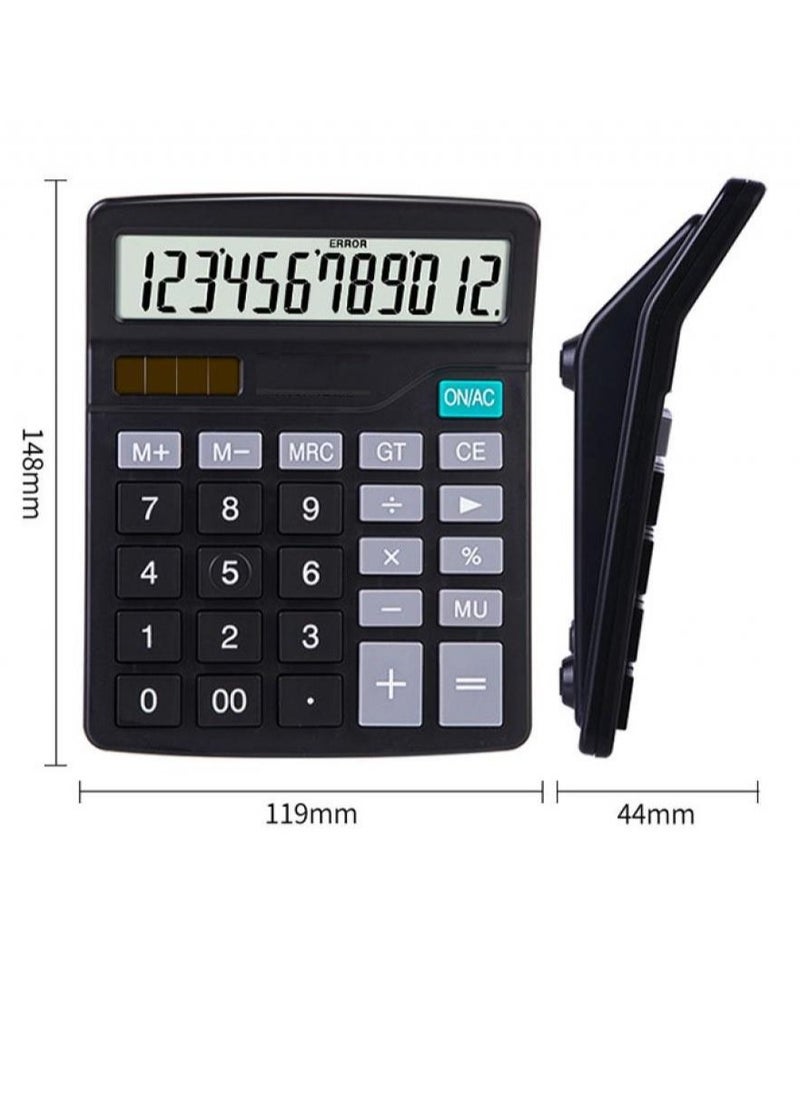 AIWANTO Large Key Buttons 12 Digits Desk Calculator with  Calculator For Office School Home (Black-Style-2)  - Image 2