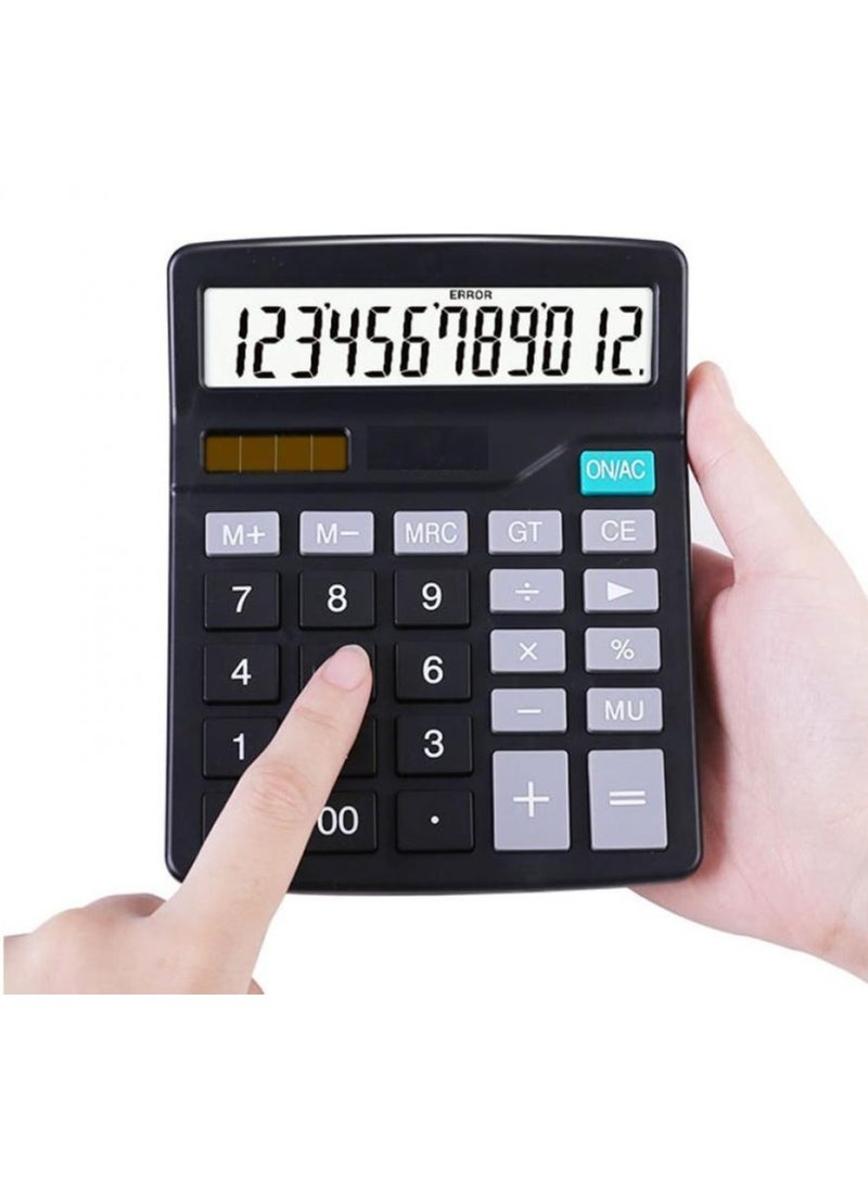 AIWANTO Large Key Buttons 12 Digits Desk Calculator with  Calculator For Office School Home (Black-Style-2)  - Image 1