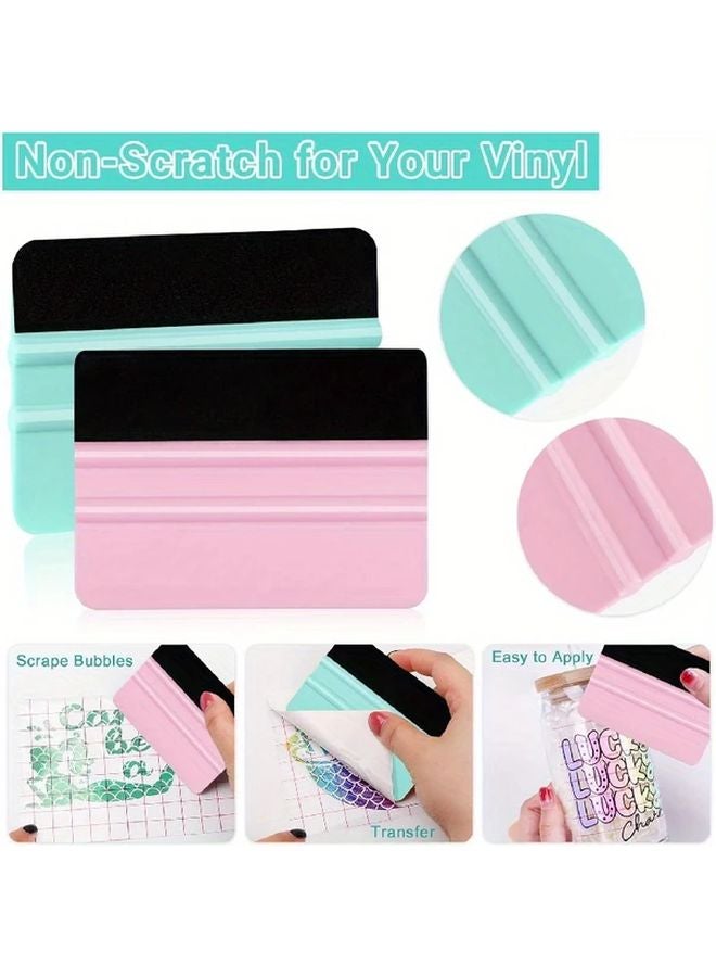 2 Pack Teal and Coral Vinyl Squeegee Scraper Tool for Crafting Application - Image 1