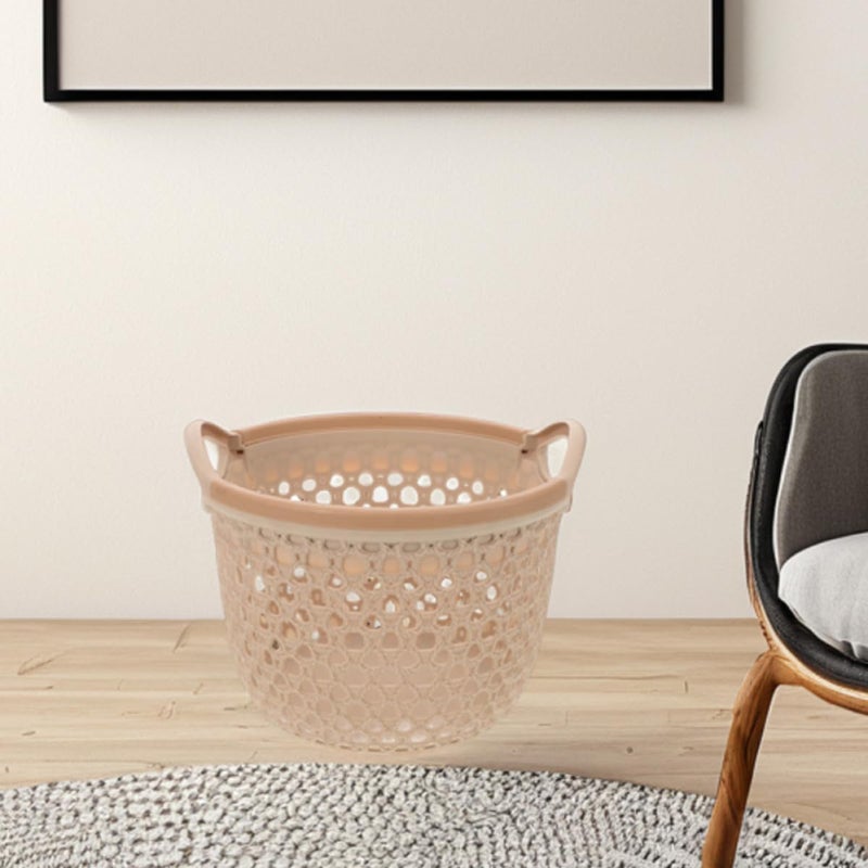 SMASOLO 2pcs Portable Small Laundry Storage Baskets, Waterproof Plastic Laundry Hampers with Handles, Hollow out Dirty Clothes Containers for Bathroom Nursery and Bedroom Organization, - Image 4