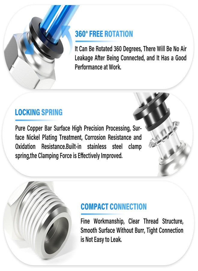 TAILONZ PNEUMATIC Male Straight 6mm Tube OD x 1/8 Inch NPT Thread Push to Connect Fittings PC6-N1 (Pack of 10) - Image 3