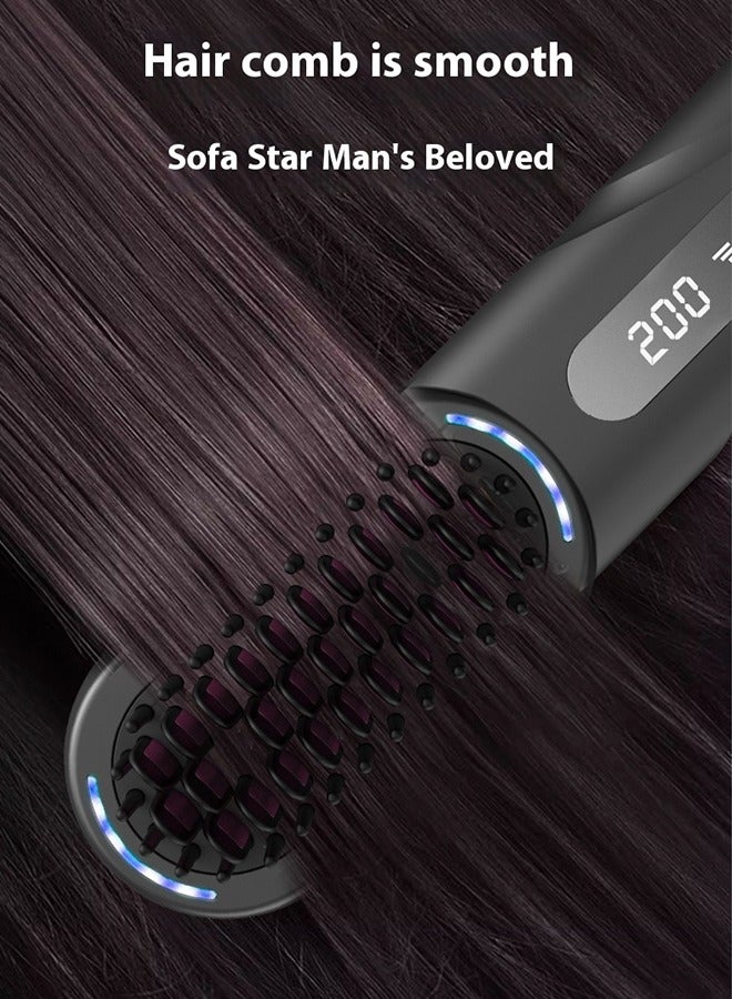 Cordless Mini Slim Heated Hair Straightening Brush Portable Electric Hair Styler for Travel and Party - Image 5