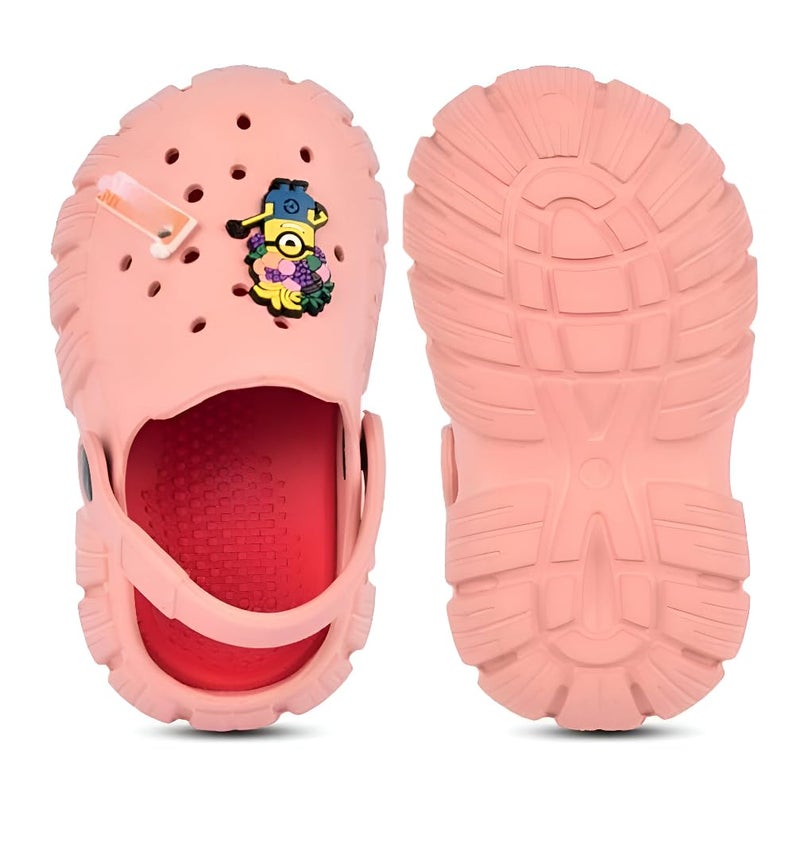 GIMME ! Little Monkey, Toddler Clogs Slippers, 12 Months to 6 Years, Baby Boy, Waterproof, Lightweight, Cute Cartoon Fun Charms, Pink, Non-Slip Sole - Image 5