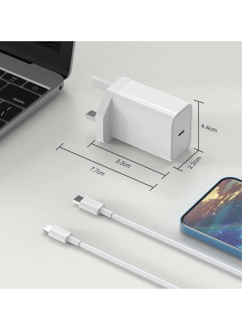 20W Type C Fast Charger Adapter for iphone 14 pro/ 14 pro max/14/13/12/11, USB C Fast Charging Plug with Cable 1M - Image 2