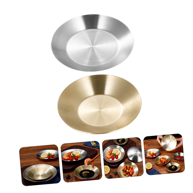 Multicolor 304 Stainless Steel Korean Style Sauce Dishes Round Seasoning Bowls Set of 2 - Image 3