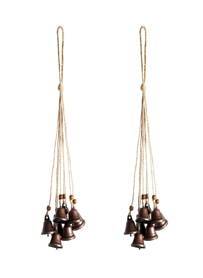 Fishknow Hanging Witch Bells for Door,2 Pc Door Bell Hanger Christmas Bells for Witchy Home Decor 8 Brass Bells Witchcraft Supplies(Antique Red Bronze) - Image 1