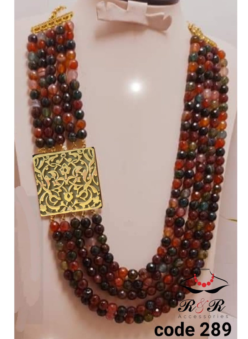 R&R Multi-role women's necklace of natural amethyst agate. Pendant of pure copper