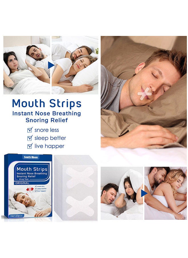 SOUTH MOON South Moon 60PCS Snoring Stickers Mouth Strips Instant Nasal Congestion R-elief  - Image 2