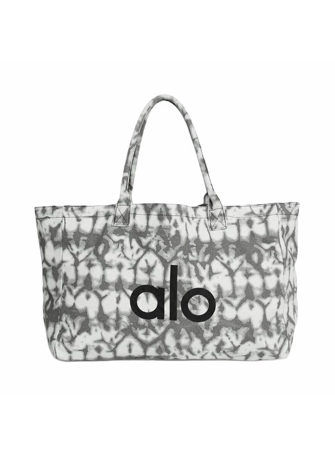 Alo Yoga Alo Yoga Tote Bag, Sports Fitness Bag, Iconic Shopper Tote, Shoulder Bag, Hand Carry Canvas Bag, Unisex Large-capacity Shopping Eco-friendly Bag - Grey Tiedye  - Image 1