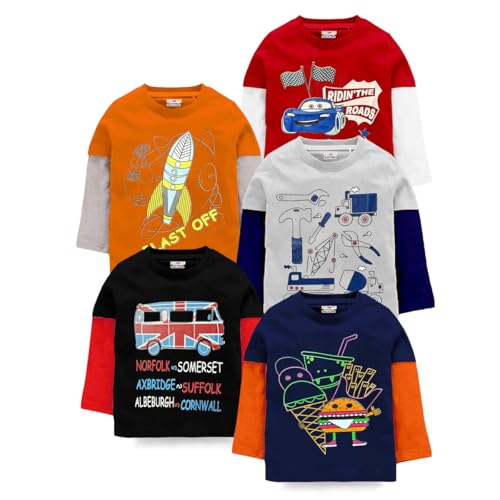 Kuchipoo Boys Regular Fit Cotton Blend T-Shirts - Pack of 5 (KUC-TSHRT-105-Multicolor-9-10 Years) Multicolour - Image 1
