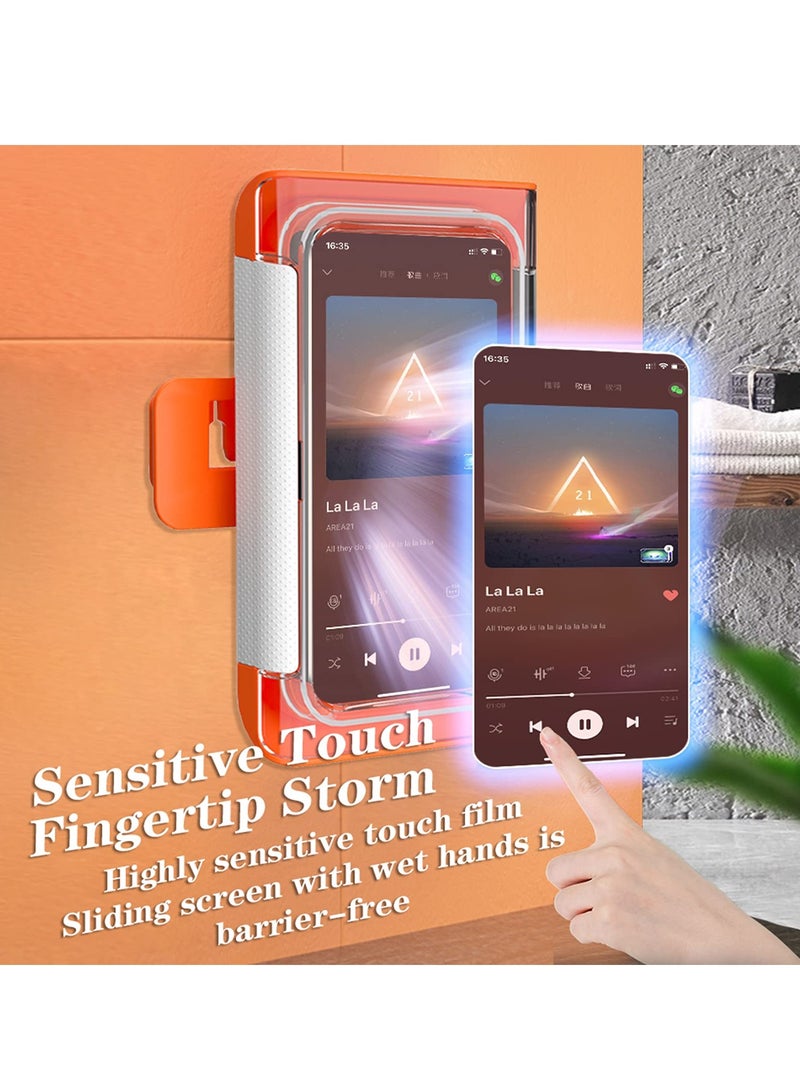 KASTWAVE Wall Mount Shower Phone Holder Waterproof Case 180° Rotation Rotatable Phone Stands for Bathroom Mirror Bathtub with HD Anti-Fog Screen Mirror Wall Desktop Mount Phone Holder for Bathroom Kitchen - Image 5