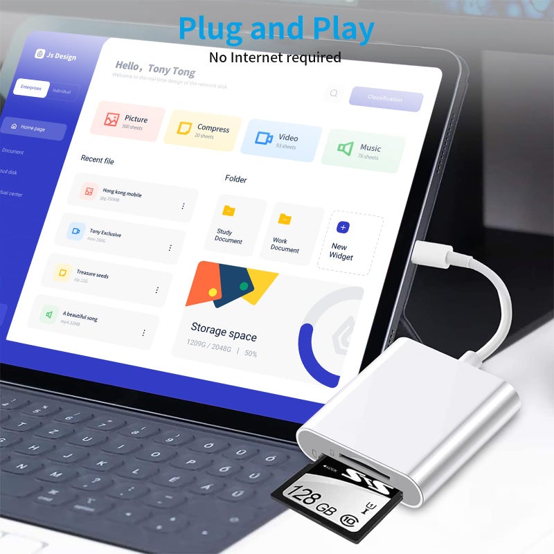 Luonanava SD Card Reader for iPhone, SD & Micro SD Dual Slots Memory Card Reader for iPad, Plug and Play Trail Game Camera SD Card Viewer, Digital Trail Camera Card Adapter, No App Required - Image 5