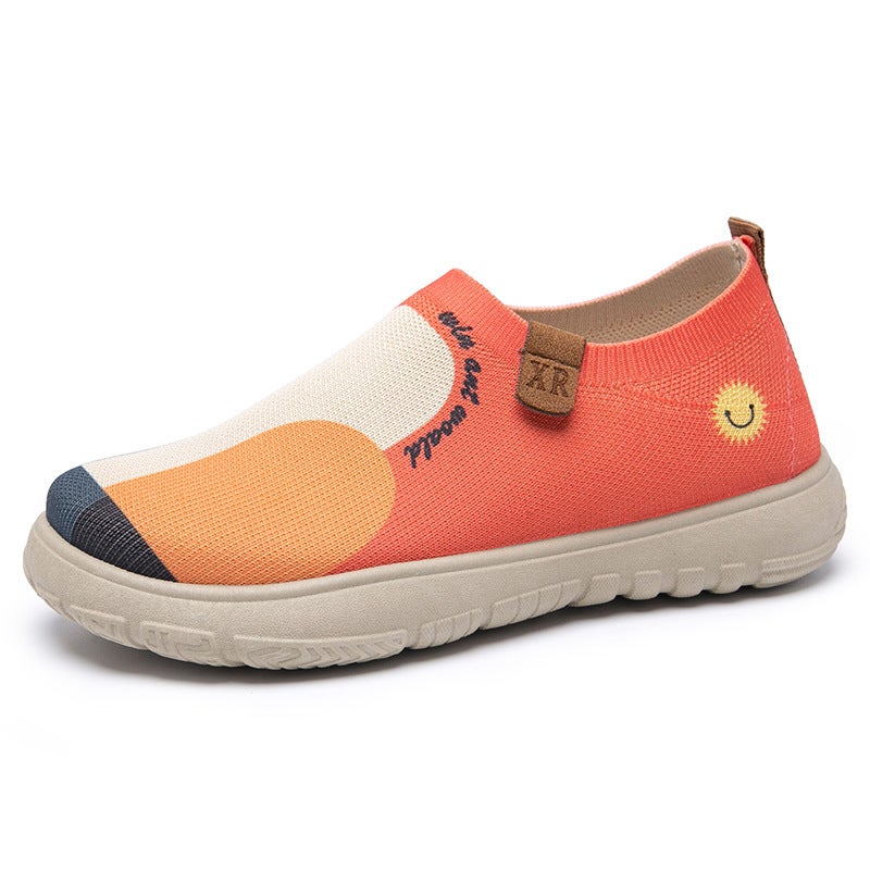 Women's Casual Knitted Slip-On Flat Shoes, Breathable Soft Sole, Colorful Pattern - Image 5