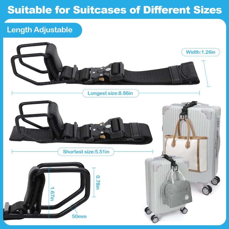 Exshoiu Luggage Hook Strap, Luggage J Hooks to Add a Bag Flight Attendant, Adjustable Luggage Connector Hook with Hands Free - Image 4
