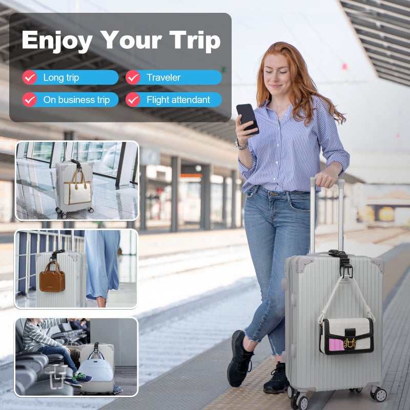 Exshoiu Luggage Hook Strap, Luggage J Hooks to Add a Bag Flight Attendant, Adjustable Luggage Connector Hook with Hands Free - Image 5