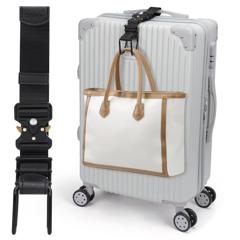 Exshoiu Luggage Hook Strap, Luggage J Hooks to Add a Bag Flight Attendant, Adjustable Luggage Connector Hook with Hands Free - Image 1