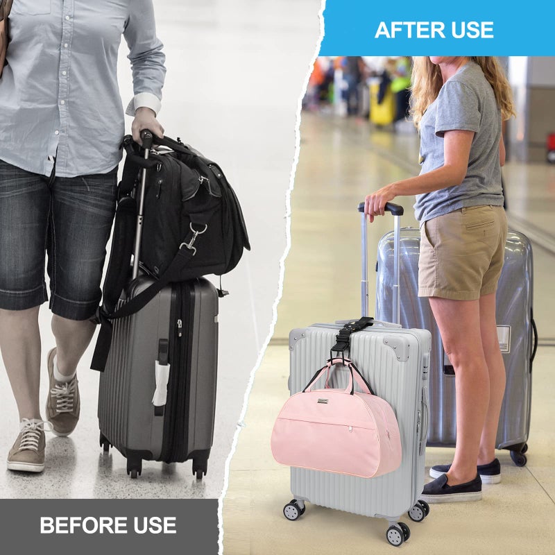 Exshoiu Luggage Hook Strap, Luggage J Hooks to Add a Bag Flight Attendant, Adjustable Luggage Connector Hook with Hands Free - Image 3