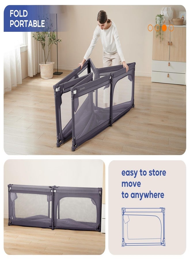 Sweeby Baby Playpen, 79x71 Inch Foldable Playpens for Babies and Toddlers with Gate, Extra Large Playpen with Door Play Yard for Baby Fence Indoor and Outdoor Portable Play Pen, Beige - Image 4