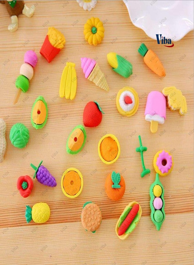 VIBA® Fruit Eraser Set for Kids (Pack of 24) | Cute Fruit Shaped Mini Erasers | Colorful Stationery for School, Return Gifts, Party Favors | Small Cartoon Erasers (Size 3cm) - Image 4