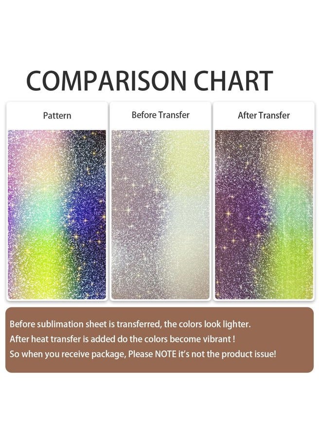 IKELI Glitter Sublimation Transfer Ink Sheets for Sublimation Blanks Mug Tumbler T-Shirt Tote Bag,Pre-Printed Sublimation Paper for Cricut Heat Press,12 Sheets 12x10inch - Image 2