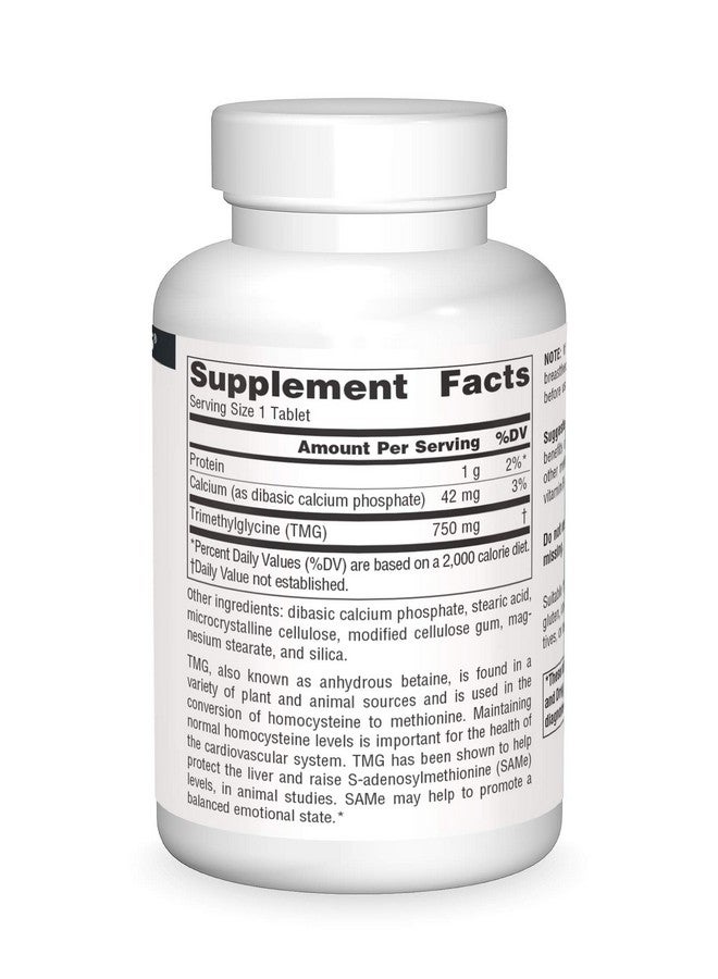 Source Naturals Tmg 750Mg Trimethylglycine Anhydrous Betaine 120 Tablets - Image 3