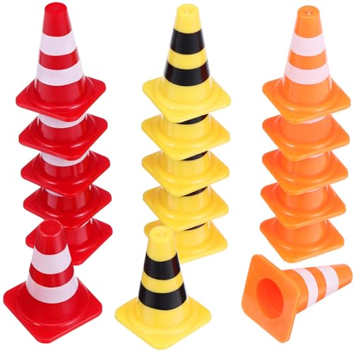 NUOBESTY 30pcs Mini Plastic Traffic Cones, Tiny Simulation Safety Training Roadblock Cones Miniature Road Cones for Kids Multipurpose Construction Theme Party Sports Activity Cake Topper - Image 1