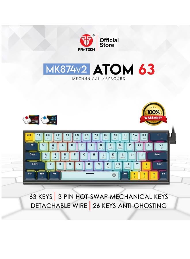 فانتيك لوحة مفاتيح الألعاب الميكانيكية السلكية اتوم63 - Image 4