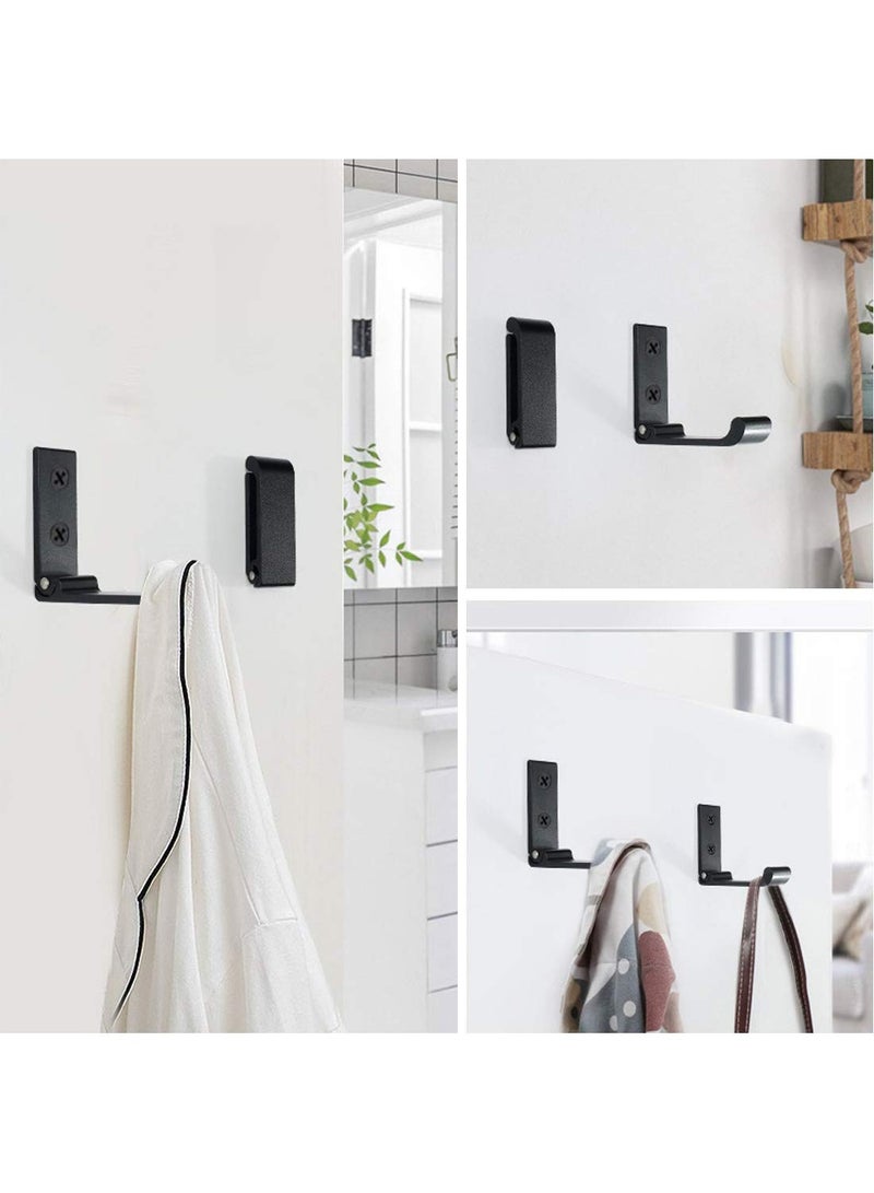 ممون 4 قطع من خطافات المعاطف القابلة للطي، خطاف قابل للطي مثبت على الحائط لتعليق المعاطف والحقائب والمناشف، خطافات حائط متينة مصنوعة من سبائك الألومنيوم قابلة للطي وحامل سماعات الرأس (أسود) - Image 4