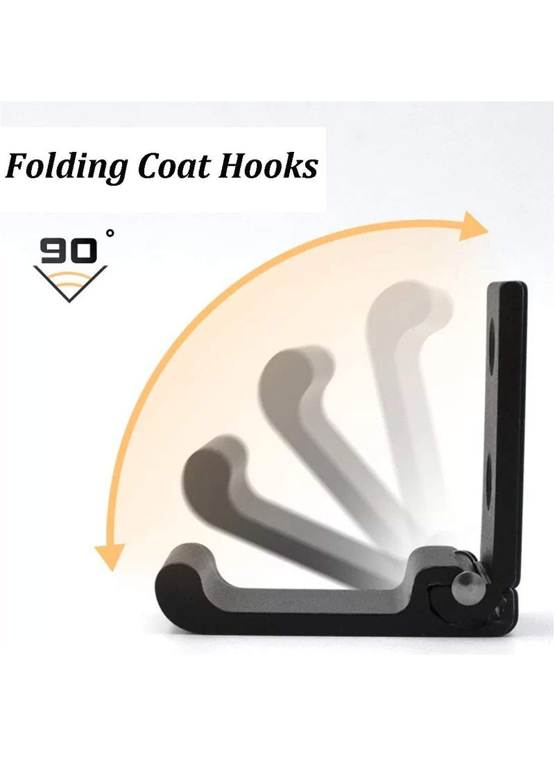 ممون 4 قطع من خطافات المعاطف القابلة للطي، خطاف قابل للطي مثبت على الحائط لتعليق المعاطف والحقائب والمناشف، خطافات حائط متينة مصنوعة من سبائك الألومنيوم قابلة للطي وحامل سماعات الرأس (أسود) - Image 3