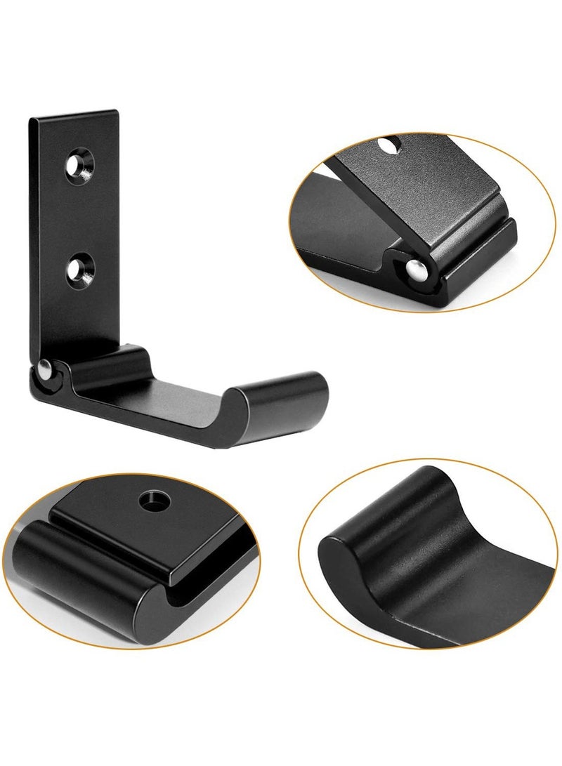 ممون 4 قطع من خطافات المعاطف القابلة للطي، خطاف قابل للطي مثبت على الحائط لتعليق المعاطف والحقائب والمناشف، خطافات حائط متينة مصنوعة من سبائك الألومنيوم قابلة للطي وحامل سماعات الرأس (أسود) - Image 2