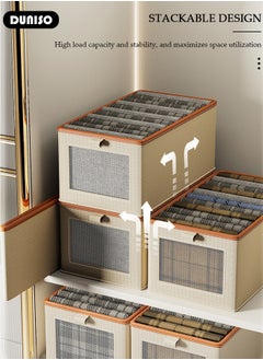 DUNISO 3 PCS Wardrobe Clothes Organizer, Foldable Drawer Closet Organizers with Mesh Window and Handle, Washable Closet Storage Basket Bins, Stackable Closet Storage Organizer, Fabric Storage Boxes for Clothing, Jeans, Bras, Leggings, Sweaters  - Image 3