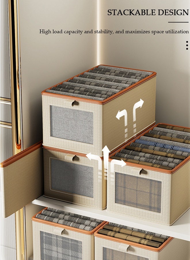 DUNISO 3 PCS Wardrobe Clothes Organizer, Foldable Drawer Closet Organizers with Mesh Window and Handle, Washable Closet Storage Basket Bins, Stackable Closet Storage Organizer, Fabric Storage Boxes for Clothing, Jeans, Bras, Leggings, Sweaters - Image 2