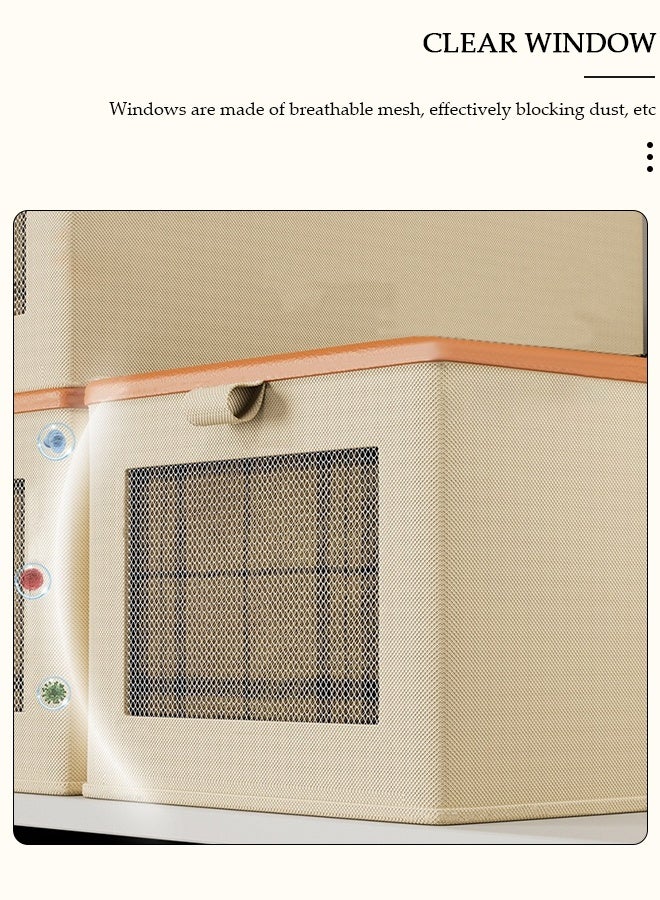 DUNISO 3 PCS Wardrobe Clothes Organizer, Foldable Drawer Closet Organizers with Mesh Window and Handle, Washable Closet Storage Basket Bins, Stackable Closet Storage Organizer, Fabric Storage Boxes for Clothing, Jeans, Bras, Leggings, Sweaters - Image 3